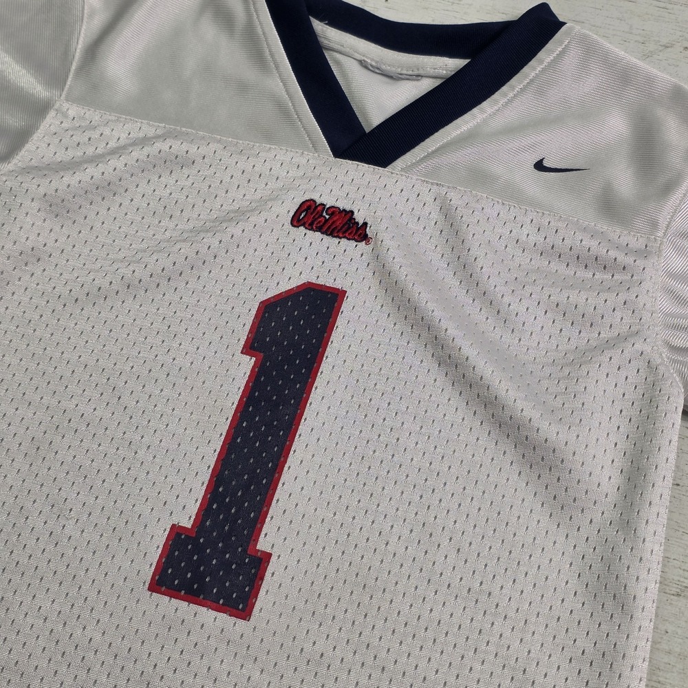 Nike Ole Miss Rebels NCAA White Mesh Jersey #1 Toddlers Kids Sz 3T Sleeves Cut - Picture 3 of 10